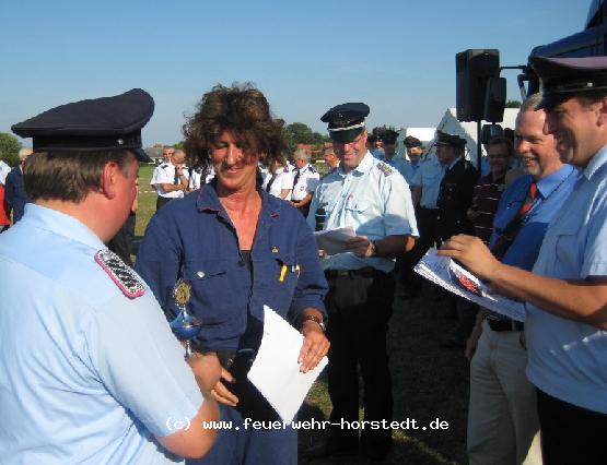 Gruppenf�hrerin Sabine von der B-Gruppe freut sich �ber die gute Platzierung
